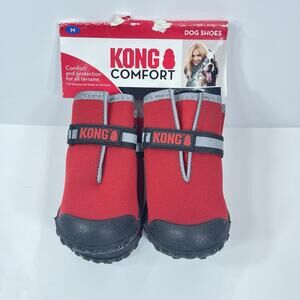 New Kong Dog Booties Dog Shoes Set of 4 Red Size Medium(2.75" paw length)